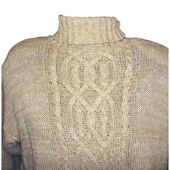 Vintage Hunter Run Sweater Women's Medium Yellow Knit Ramie Fishermen Cable knit - Picture 3 of 7